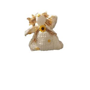 Soft Sculpture quilted hanging angel with straw hair